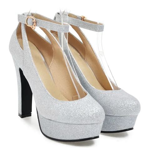 Venta Tacones Con Plataforma Plateados En Stock