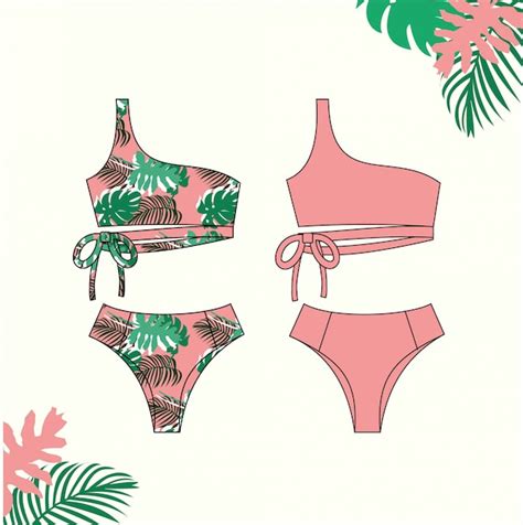 Ilustración de bikini de mujer traje de baño bikini rosa para verano