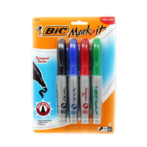 Bic Mark It Permanent 4 Pk Chisel Tip Markers Asstd Colors