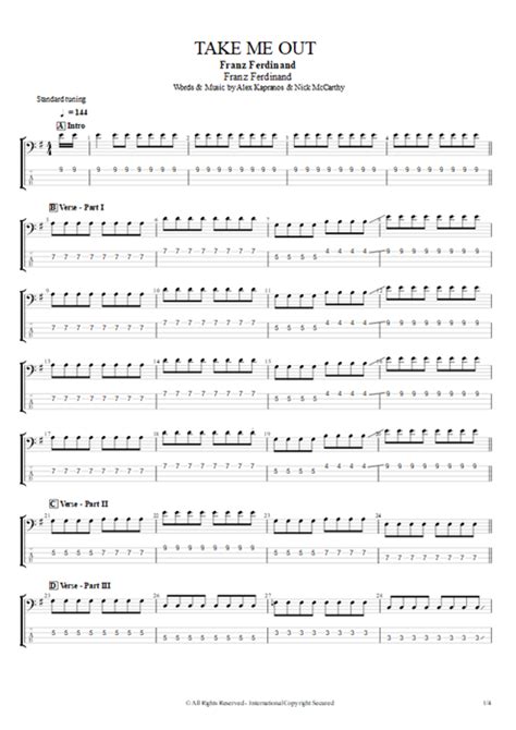 Take Me Out Tab by Franz Ferdinand (Guitar Pro) - Full Score | mySongBook