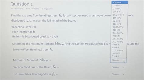 Solved Find The Extreme Fiber Bending Stress Fb For A Chegg