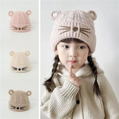 EAR PROTECTION KIDS Hats Thicken Baby Beanie Cap Children's Knitted Hat ...