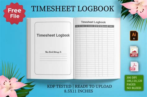 Free Timesheet Logbook For KDP Interior Graphic By Shumaya Creative