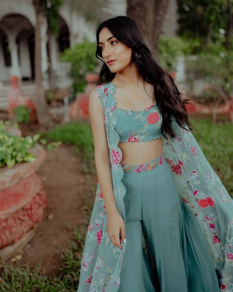 Blue Jacket With Crop Top And Palazzo Set Crop Top Outfits Indian