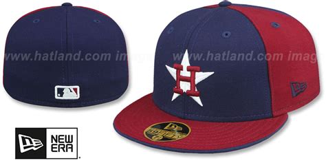 Houston Astros Cooperstown Pinwheel Navy Burgundy Fitted Hat