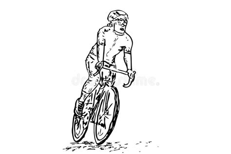 Vector Hand Draw Sketch Man Riding A Bicycle Stock Vector