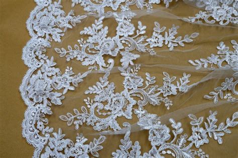 Beautiful Off White Alencon Lace Fabric Cored Flower Etsy