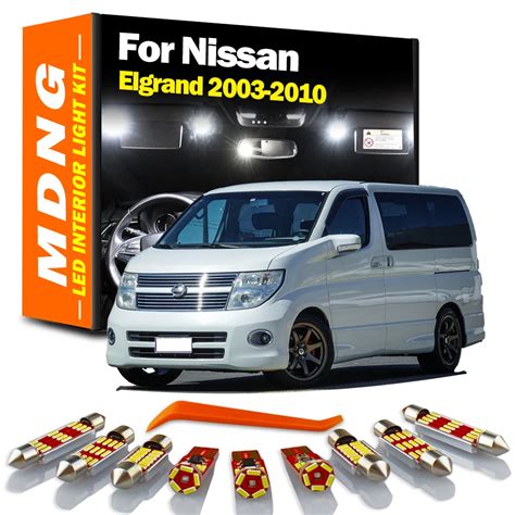 MDNG 15Pcs Car LED Interior Map Dome Door Light Kit For Nissan Elgrand