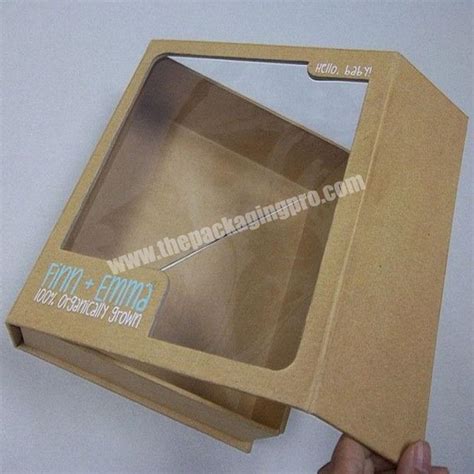 Custom Magnetic Kraft Paper Cardboard Jewelry Box With Clear Window