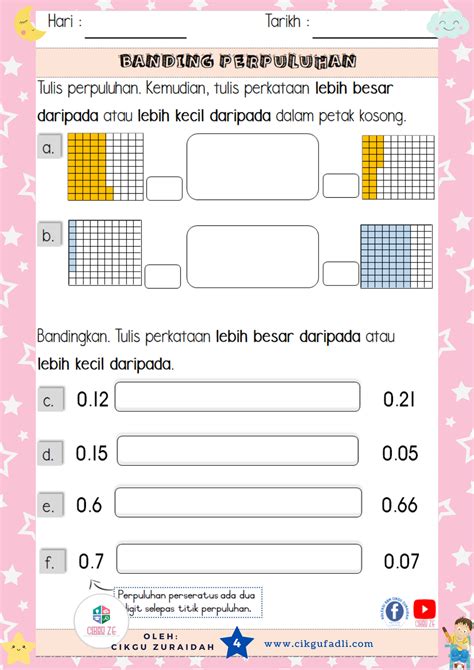 Latihan Tambah Pecahan Tahun Nota Tambah Perpuluhan Tahun The Best