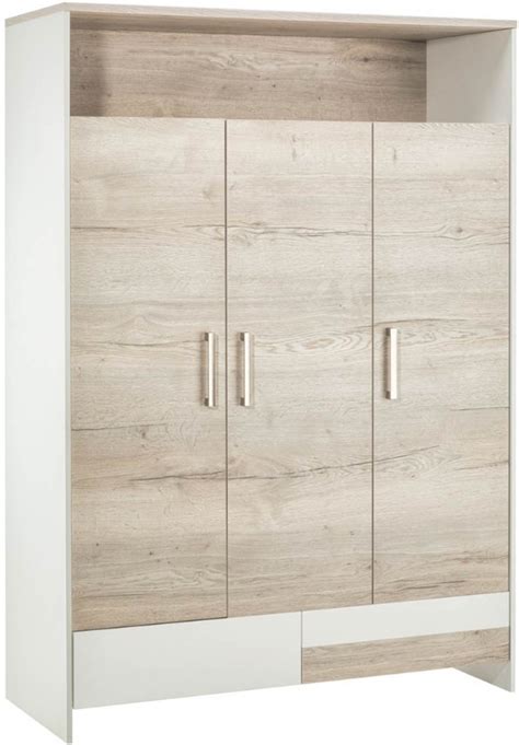 Schardt Armoire Portes Tiroirs Bois Blanc Et Ch Ne Clair Clou Oak