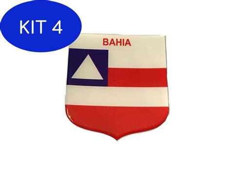 Kit 4 Adesivo Resinado Em Escudo Da Bandeira Do Estado Da Bahia Mundo