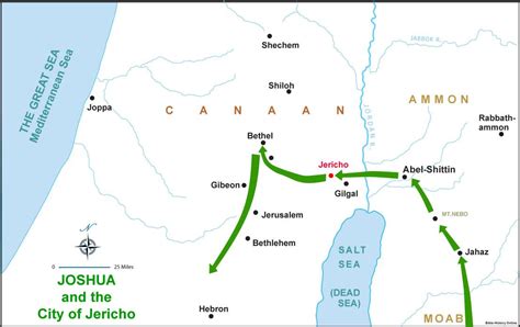 Map Of Joshuas Journey Across The Jordan River