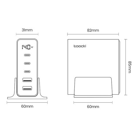 Toocki Charger Station Fast Charging Multi Port Usb Type C Gan W