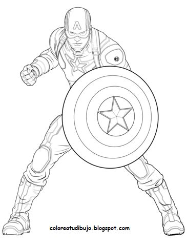 Capitan America Listo Para Pelear Para Colorear Colorea Tus Dibujos