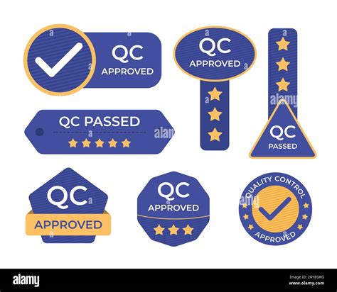 Quality Control Or Qc Labels Set In Flat Design Style For Sticker Tag