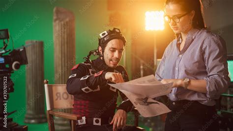 film set prominent female director explains scene  male actor