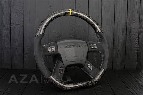 Steering Wheel Hummer H2 Forged Carbon Fiber Alcantara Yellow Stripe