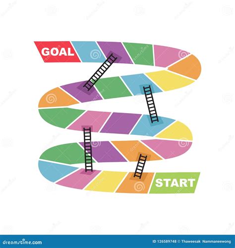 Start And Goal Target Destination With Ladder Shortcut Snake Board Game