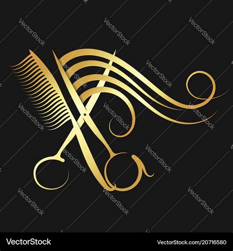 Hairdressing scissors and comb with hair Vector Image