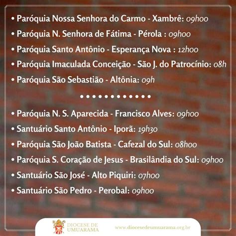 Confira os horários das missas de Nossa Senhora Aparecida pela Diocese