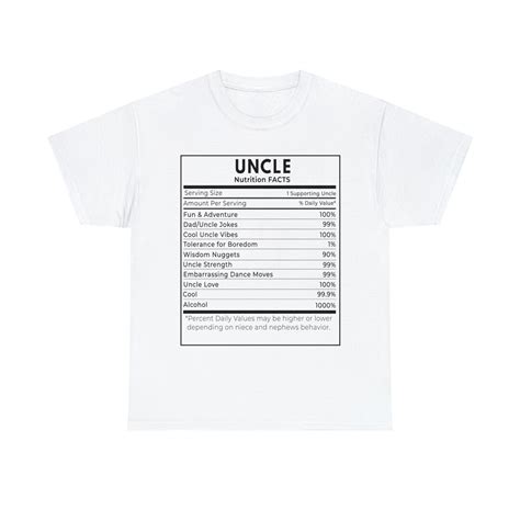 Uncle Nutrifacts Uncle Nutrition Facts White T Shirt Ts Etsy