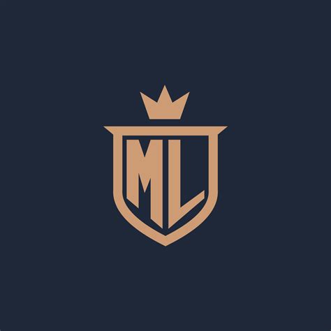 ml monogram initial logo  shield  crown style  vector