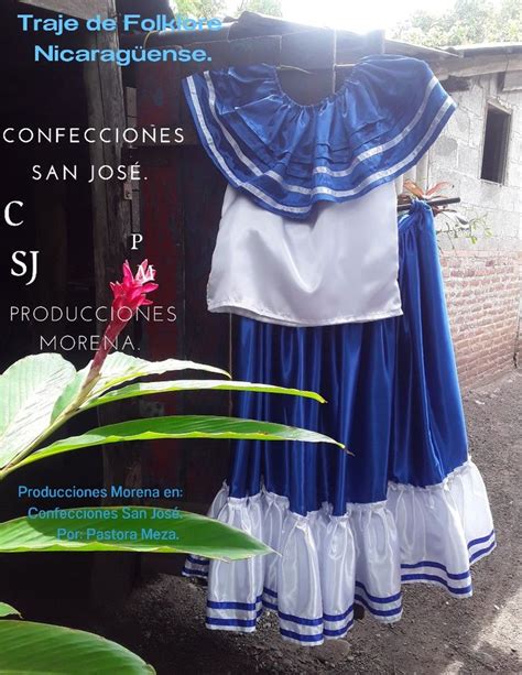 Traje de Folklore Nicaragüense falda amplia Decorado con vuelos y