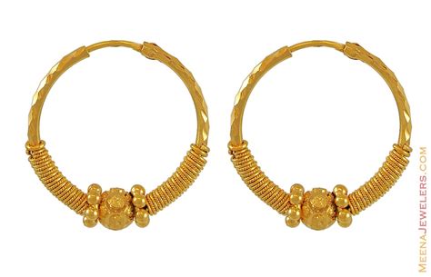 Indian Hoop Earrings 22k Gold Erhp6428 22kt Gold Indian Hoop