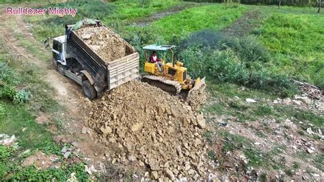 Processing Filling Up The Land Huge Bulldozer Komatsu D P Push Soil