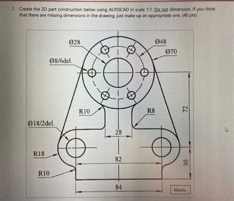 Solved 1 Create The 2D Part Construction Below Using Chegg