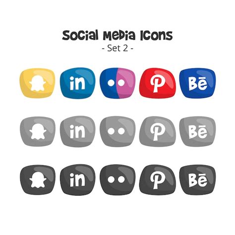 Jeu De Logos Et D icônes De Médias Sociaux Mignon Vecteur Premium