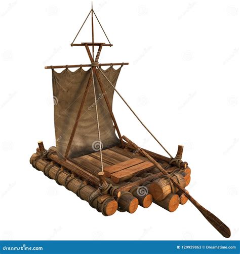 Wooden Float Raft Isolated Object 3d Illustration Stock Illustration ...