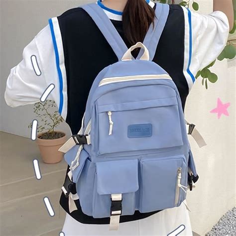 Sac Dos Tudiant De Grande Capacit Pour Fille Et Femme Bleu