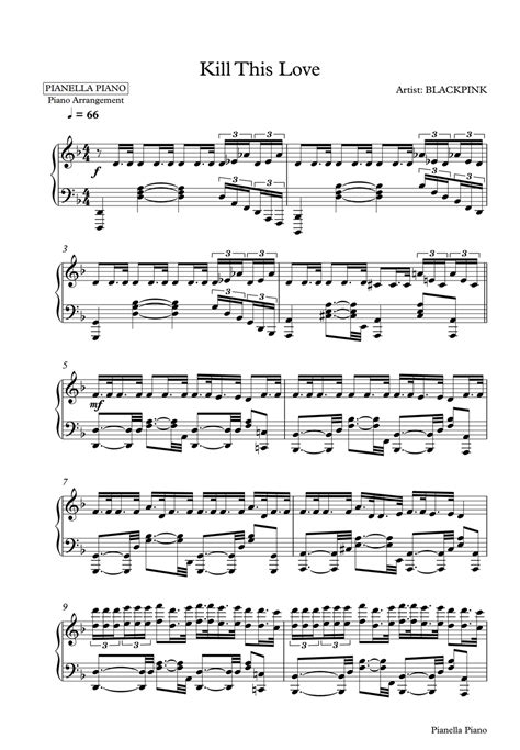 Blackpink Kill This Love Piano Sheet By Pianella Piano Sheet