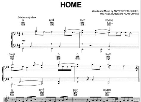 Michael Buble Home Free Sheet Music Pdf For Piano The Piano Notes