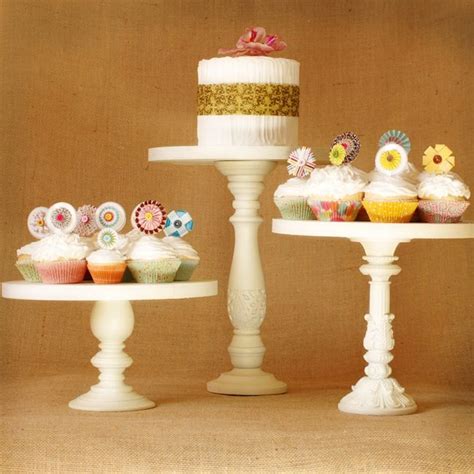 Shabby Chic White Pedestal Antiqued Cake Stands Single Stand Cake Stand Set Cake And