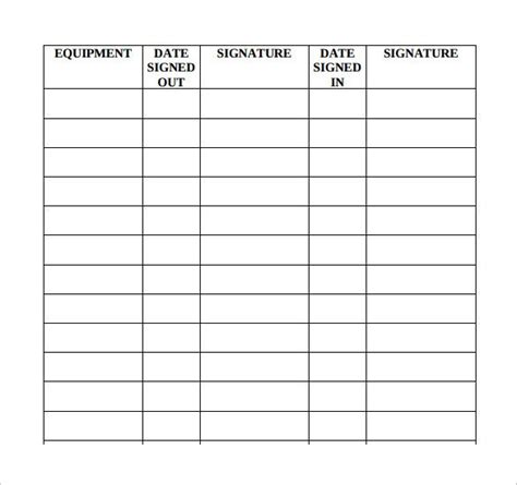 FREE 14 Sample Equipment Sign Out Sheet Templates In PDF MS Word