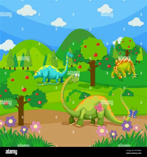 Three Dinosaurs Stock Vector Images Alamy