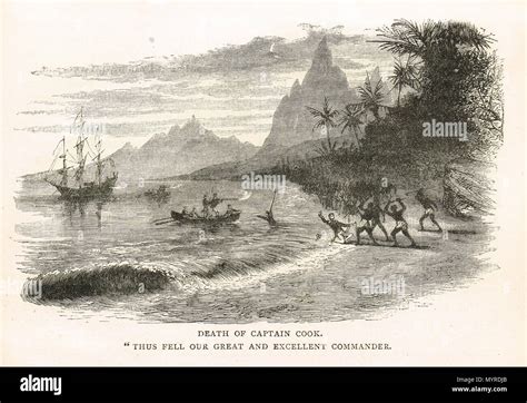 Death of Captain Cook, Island of Hawaii, 14 February 1779 Stock Photo ...