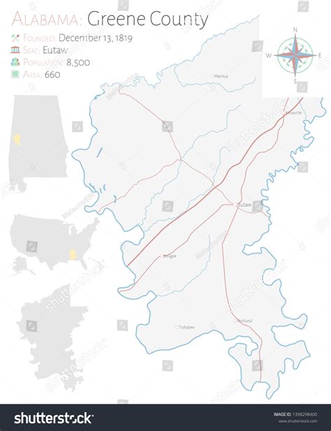 Large Detailed Map Greene County Alabama เวกเตอร์สต็อก ปลอดค่าลิขสิทธิ์ 1398298400 Shutterstock