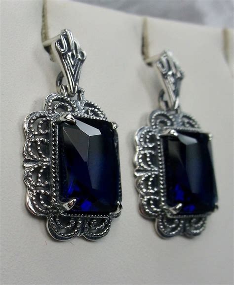 Sapphire Earrings/ Solid Sterling Silver/ Simulated Blue - Etsy