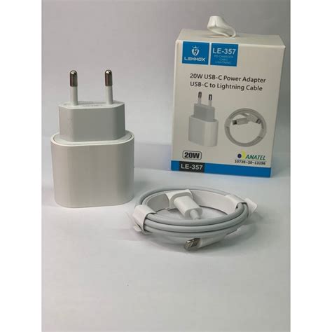 Carregador Para Celular Ios Cabo Lightning M Fonte Tipo C W Turbo