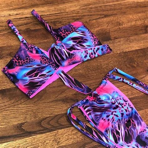 Purple Leopard Print Bikinis Mujer Knot Sexy Swimsuit Micro Bikini