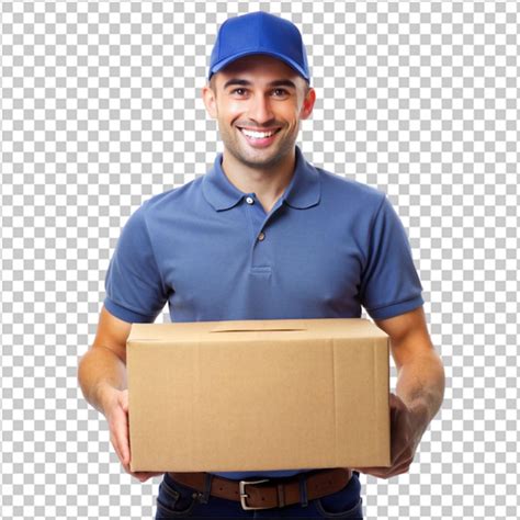 El Personal Del Servicio De Entrega Sostiene Una Caja Con Un Concepto