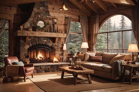 Premium AI Image | Rustic Cabin Inspired Living Room