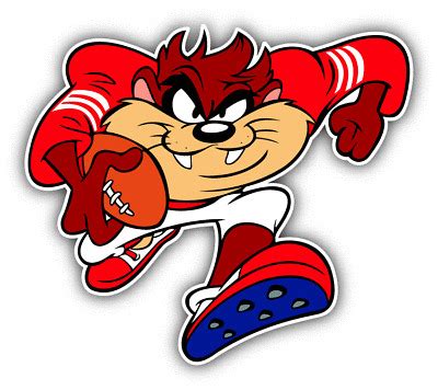 Taz Football Player Cartoon Car Bumper Sticker Decal X Ebay