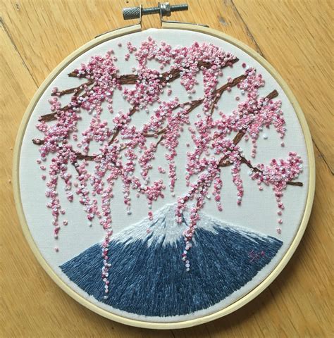 Sakura Views Cherry Blossom Hand Embroidery Hoop Art Pdf Etsy Uk