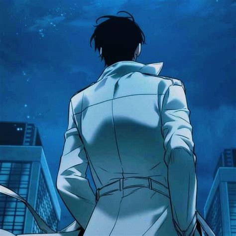 An Anime Character Standing In Front Of Some Tall Buildings And Looking