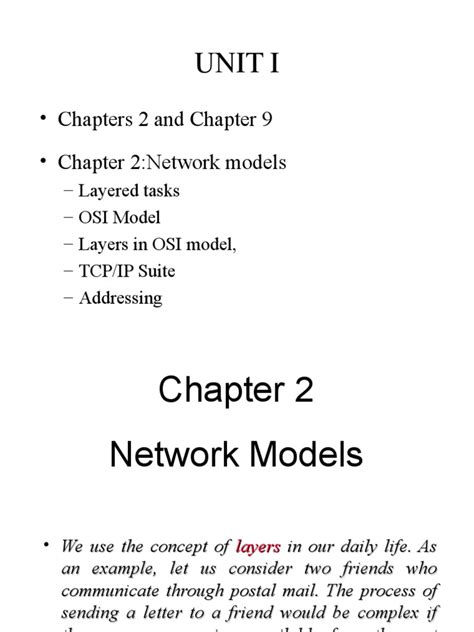 Unit I Chapters 2 And Chapter 9 Chapter 2 Network Models Pdf Internet Protocol Suite